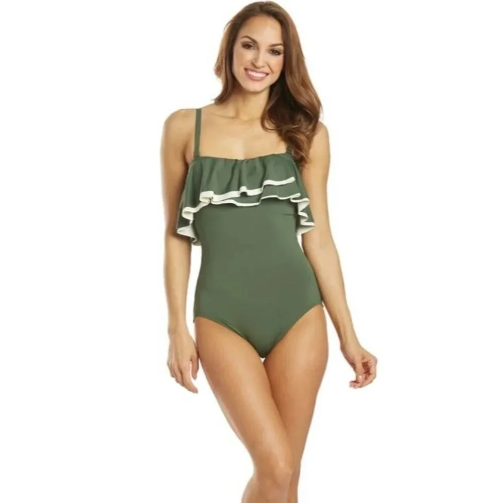 34D Coco Reef 10 One-piece Agate Ruffle Swim Bathing Suit Convertible Swimwear - Picture 10 of 13
